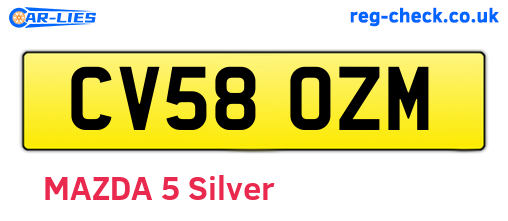 CV58OZM are the vehicle registration plates.