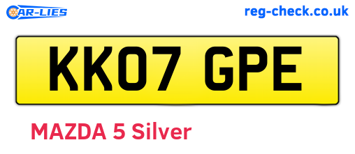 KK07GPE are the vehicle registration plates.