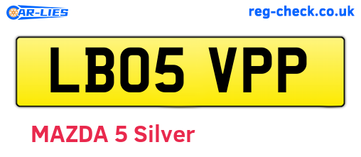 LB05VPP are the vehicle registration plates.