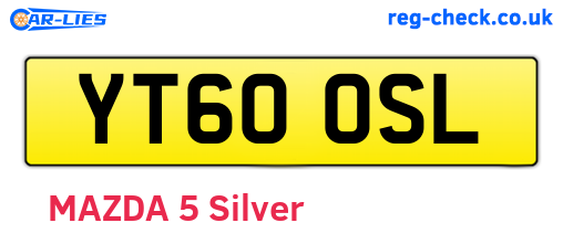 YT60OSL are the vehicle registration plates.