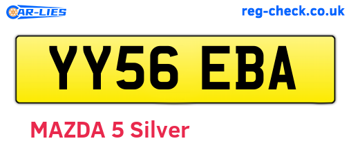 YY56EBA are the vehicle registration plates.