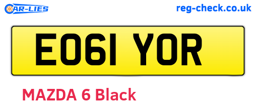 EO61YOR are the vehicle registration plates.