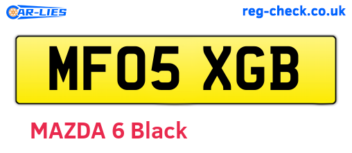 MF05XGB are the vehicle registration plates.