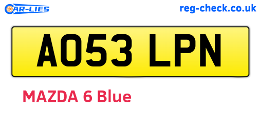AO53LPN are the vehicle registration plates.