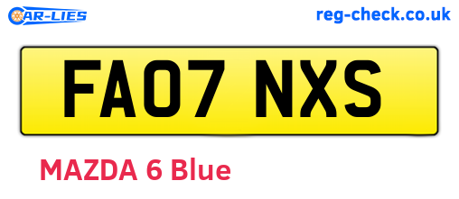 FA07NXS are the vehicle registration plates.