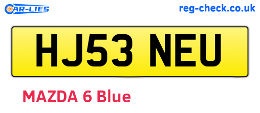HJ53NEU are the vehicle registration plates.