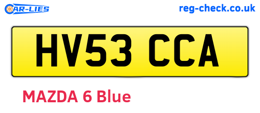 HV53CCA are the vehicle registration plates.