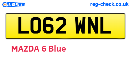 LO62WNL are the vehicle registration plates.