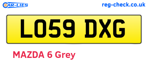 LO59DXG are the vehicle registration plates.