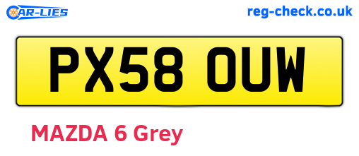 PX58OUW are the vehicle registration plates.