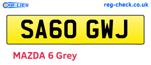 SA60GWJ are the vehicle registration plates.