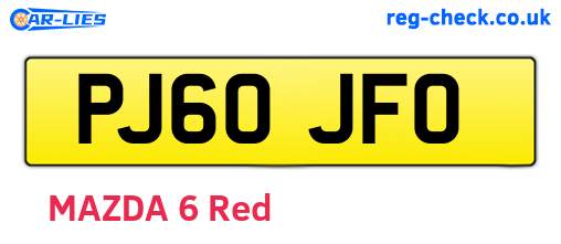 PJ60JFO are the vehicle registration plates.