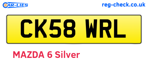 CK58WRL are the vehicle registration plates.
