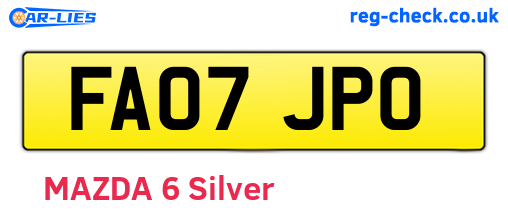 FA07JPO are the vehicle registration plates.