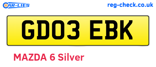GD03EBK are the vehicle registration plates.