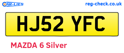HJ52YFC are the vehicle registration plates.