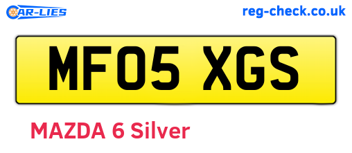 MF05XGS are the vehicle registration plates.