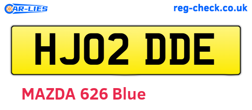HJ02DDE are the vehicle registration plates.