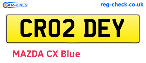 CR02DEY are the vehicle registration plates.