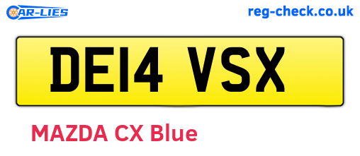 DE14VSX are the vehicle registration plates.