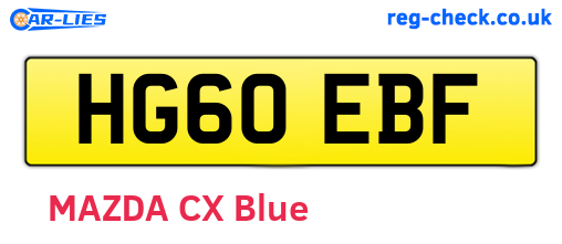 HG60EBF are the vehicle registration plates.