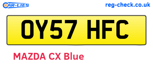OY57HFC are the vehicle registration plates.