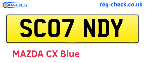 SC07NDY are the vehicle registration plates.