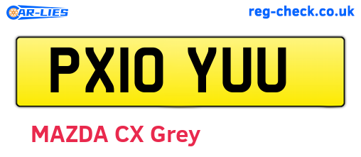 PX10YUU are the vehicle registration plates.