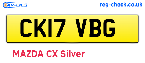 CK17VBG are the vehicle registration plates.