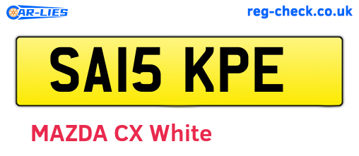 SA15KPE are the vehicle registration plates.