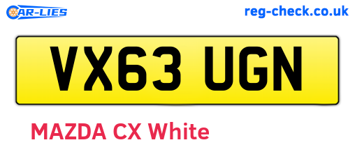 VX63UGN are the vehicle registration plates.