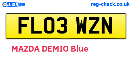 FL03WZN are the vehicle registration plates.