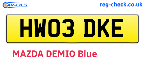HW03DKE are the vehicle registration plates.