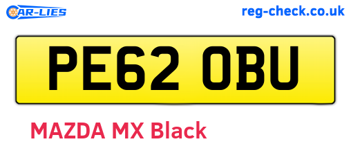 PE62OBU are the vehicle registration plates.