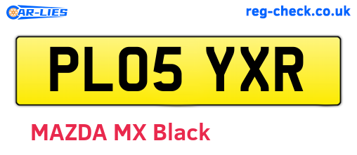 PL05YXR are the vehicle registration plates.