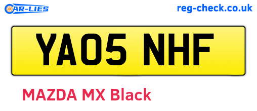 YA05NHF are the vehicle registration plates.