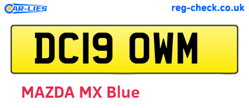 DC19OWM are the vehicle registration plates.