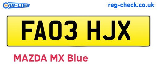 FA03HJX are the vehicle registration plates.