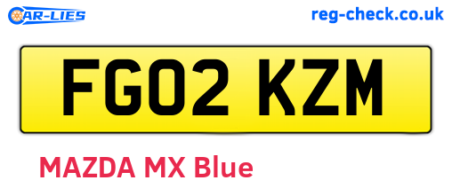 FG02KZM are the vehicle registration plates.