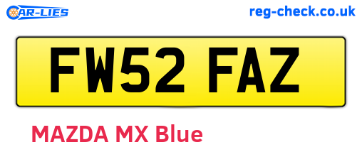 FW52FAZ are the vehicle registration plates.