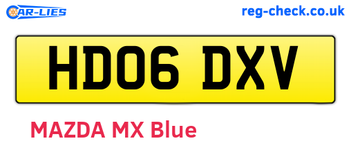 HD06DXV are the vehicle registration plates.