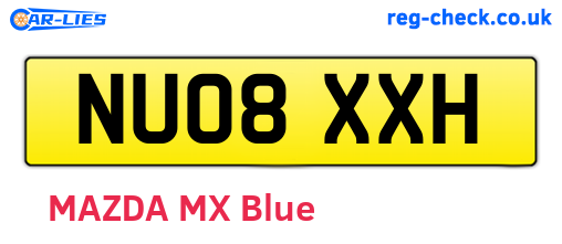 NU08XXH are the vehicle registration plates.