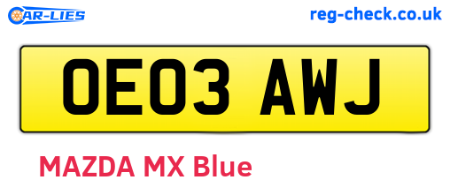 OE03AWJ are the vehicle registration plates.