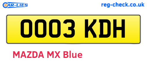 OO03KDH are the vehicle registration plates.