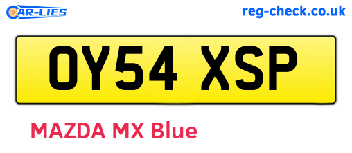 OY54XSP are the vehicle registration plates.