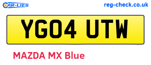 YG04UTW are the vehicle registration plates.