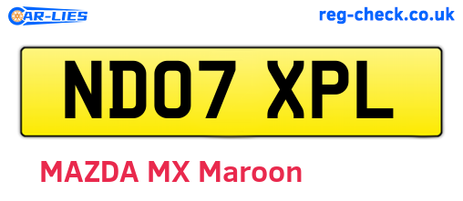 ND07XPL are the vehicle registration plates.