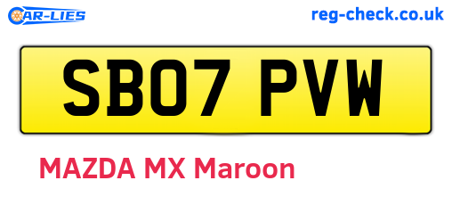 SB07PVW are the vehicle registration plates.