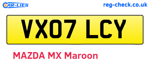 VX07LCY are the vehicle registration plates.