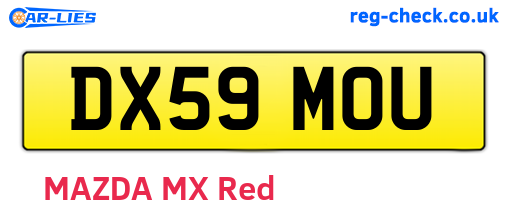 DX59MOU are the vehicle registration plates.
